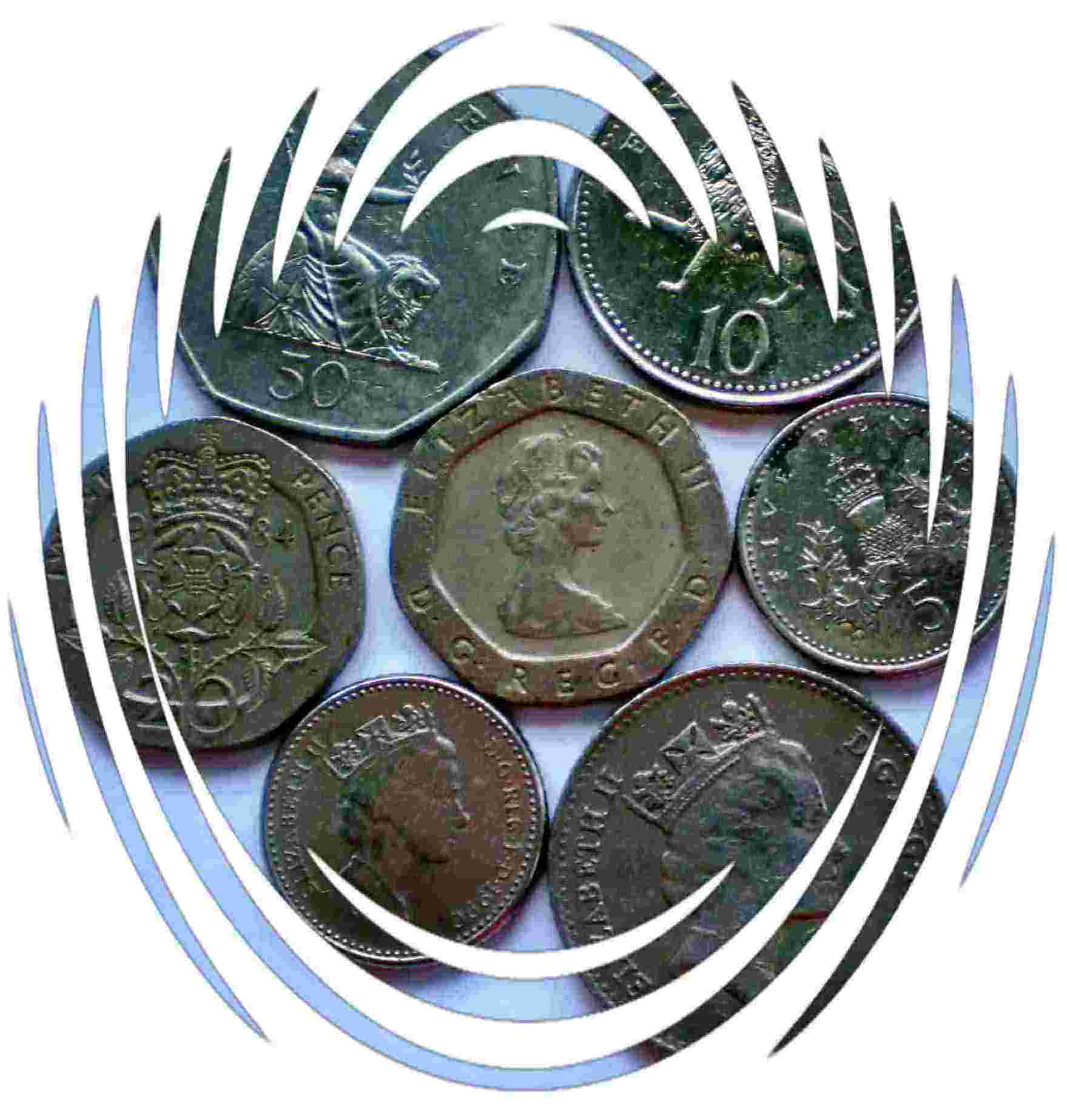 britische Münzen - oval
